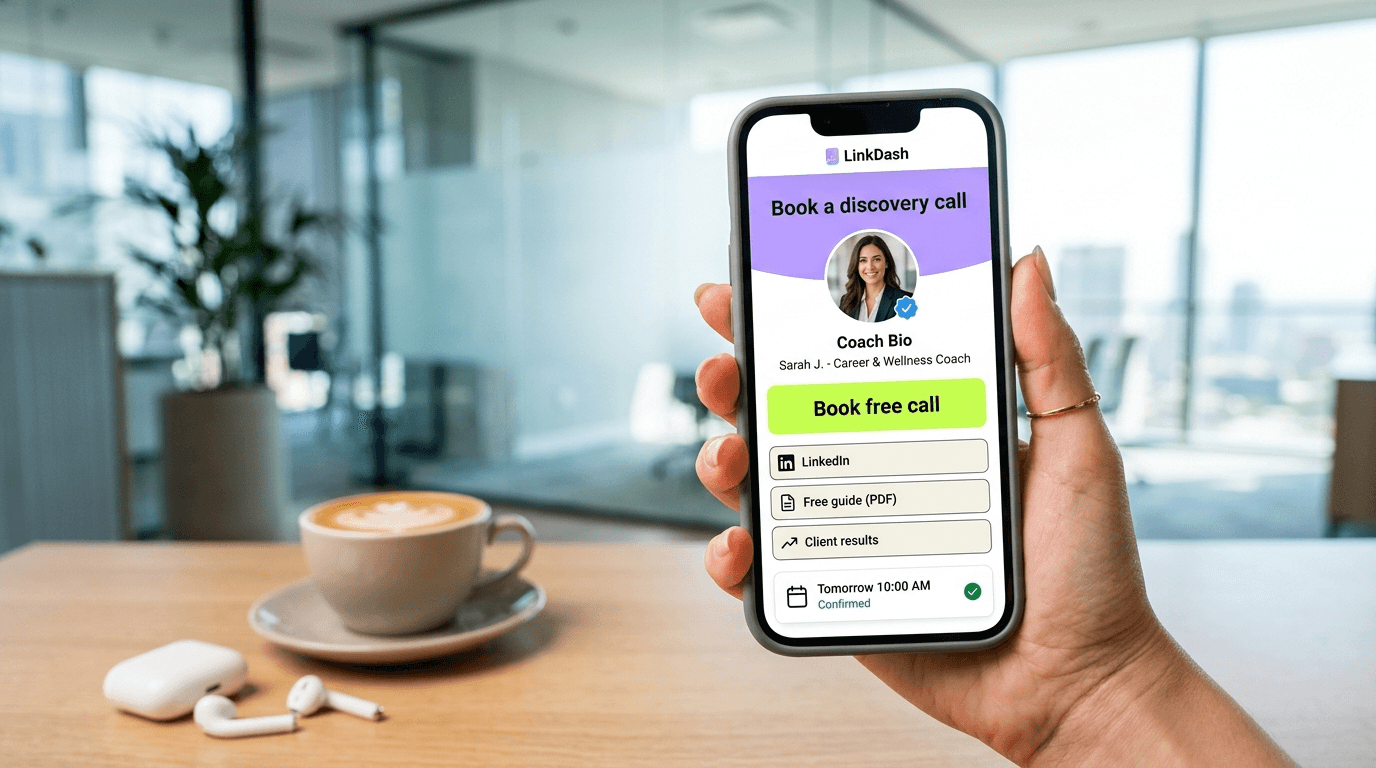 Bio-link voor coaches en consultants: van LinkedIn-traffic naar discovery-call Bio-link voor coaches en consultants: van LinkedIn-traffic naar discovery-call — Niches | LinkDash