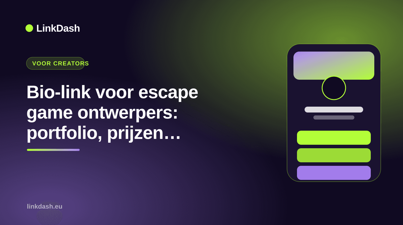 Bio-link voor escape game ontwerpers: portfolio, prijzen en boekingen op één plek Bio-link voor escape game ontwerpers: portfolio, prijzen en boekingen op één plek — Gids | LinkDash