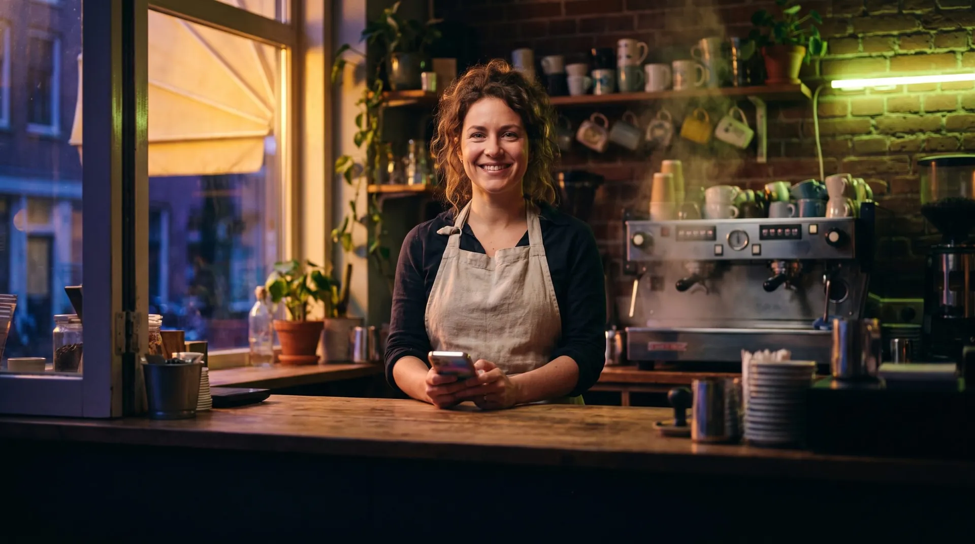 Barista pouring coffee at Café Ochtend